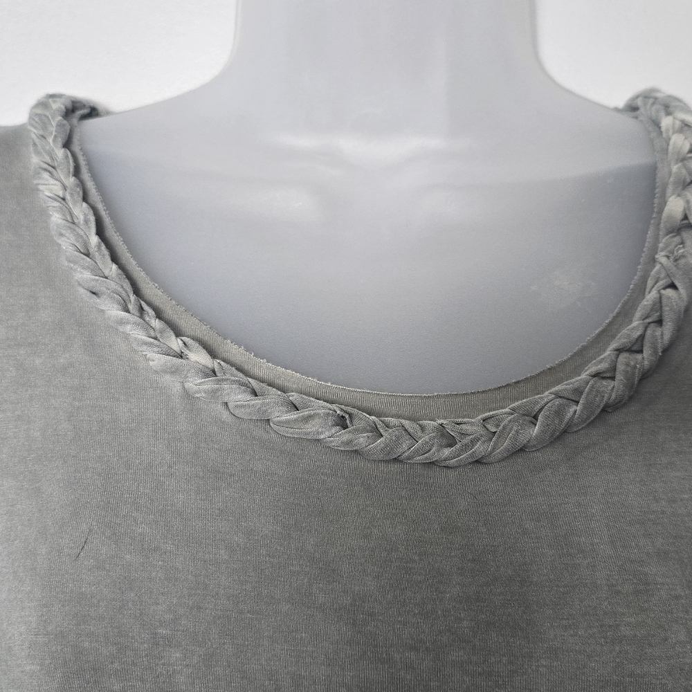 Y2K -  POL Sleeveless Green BohoTop Rope Braided Trim Tunic Geometric  sz LG - Picture 4 of 11